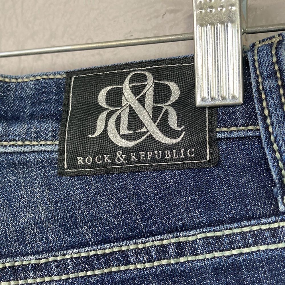 Rock & Republic Blue Kasandra Bling Pocket Jeans Women's Size 2 - Picture 16 of 16